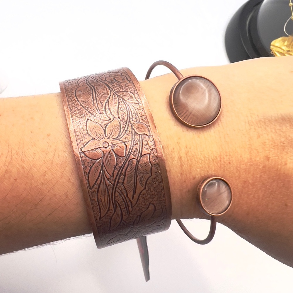 5/$25 Floral Copper Cuff and Bangle